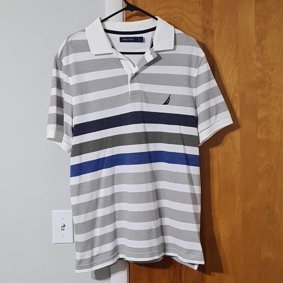 Nautica Striped Polo Shirt‎ Large - Picture 1 of 5